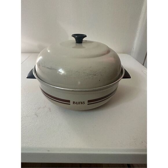 Vintage Mirror Beige Buns Bread Warmer Server - Picture 1 of 5